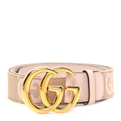 Gucci Monogram Jumbo GG Textured Dollar Calfskin Double G 40mm Belt 110 44 Camel Pink 1 of 4