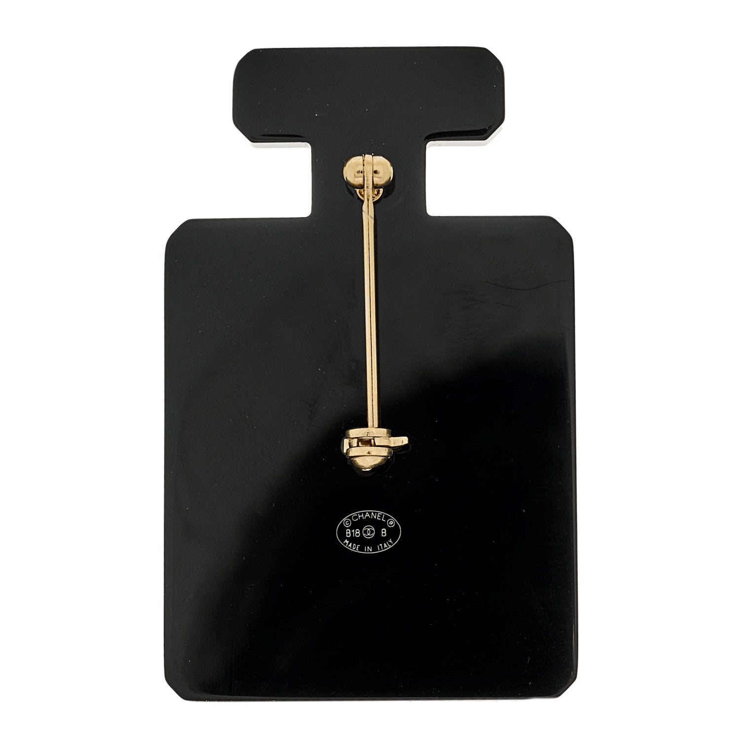 Chanel Resin Pearl Perfume Bottle CC Brooch Black Gold 3 of 3