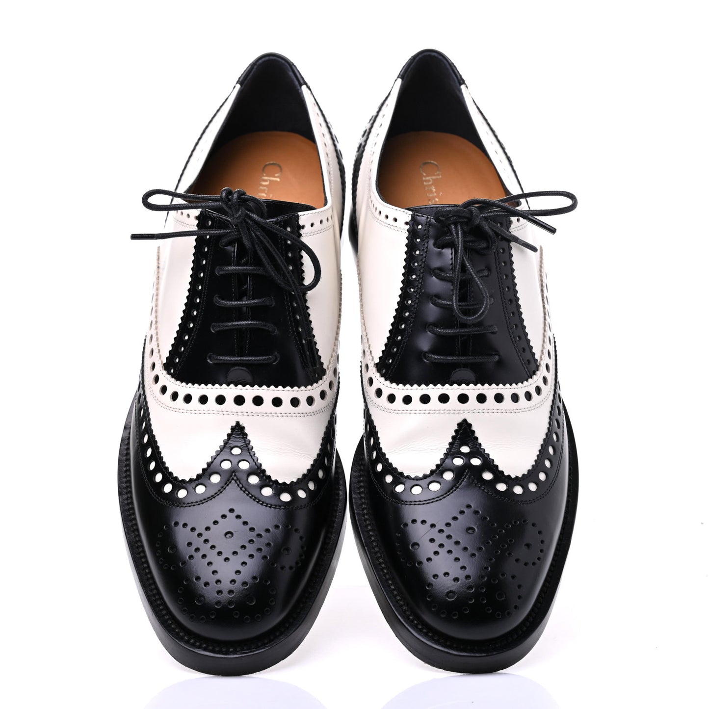 Calfskin Diorunit Oxford Flats 37.5 Black White