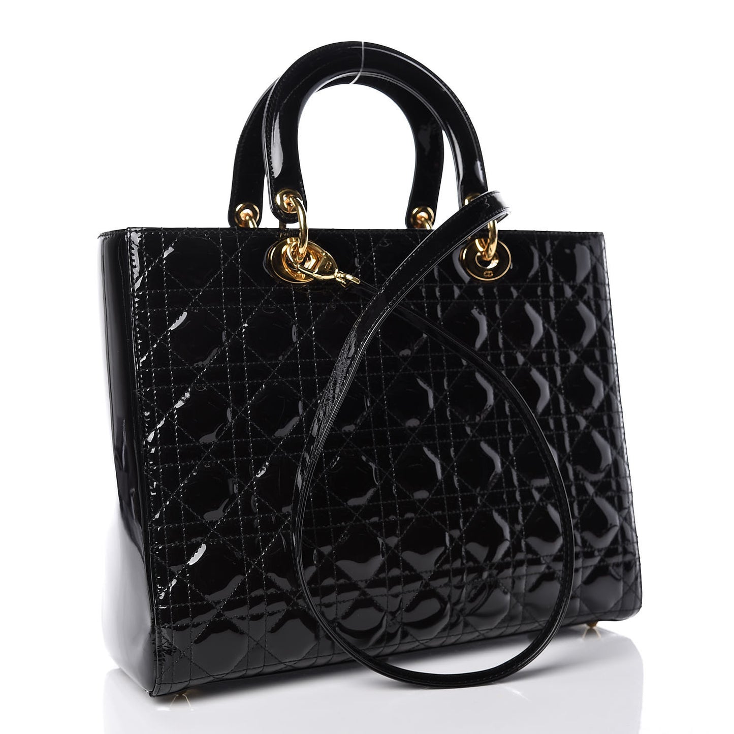 Patent Cannage Large Lady Dior Black