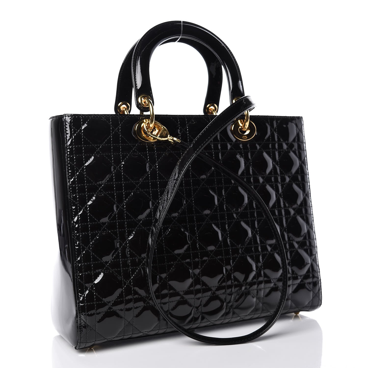 Christian Dior Patent Cannage Large Lady Dior Black 3 of 9