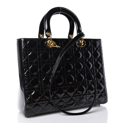 Christian Dior Patent Cannage Large Lady Dior Black 3 of 9