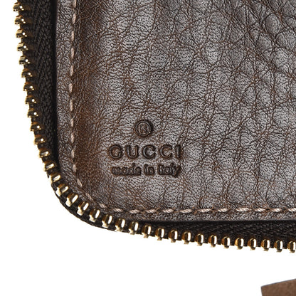 Gucci Monogram Calfskin Bamboo Tassel Zip Around Wallet Beige Ebony Chocolate 8 of 9