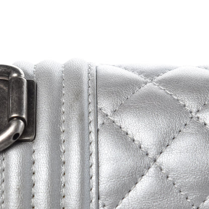 Chanel Metallic Calfskin Quilted Medium Boy Flap Silver 10 of 14