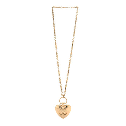 Chanel Metal CC Heart Locket Necklace Gold 3 of 5