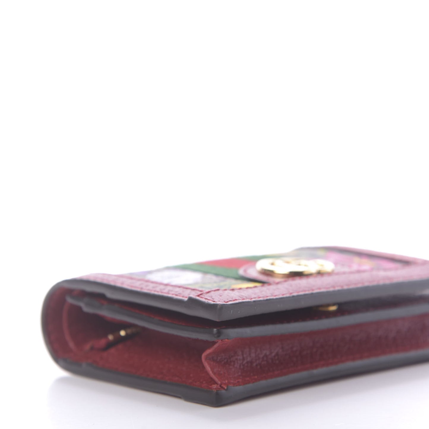 GG Supreme Monogram Flora Web Ophidia Card Case Red