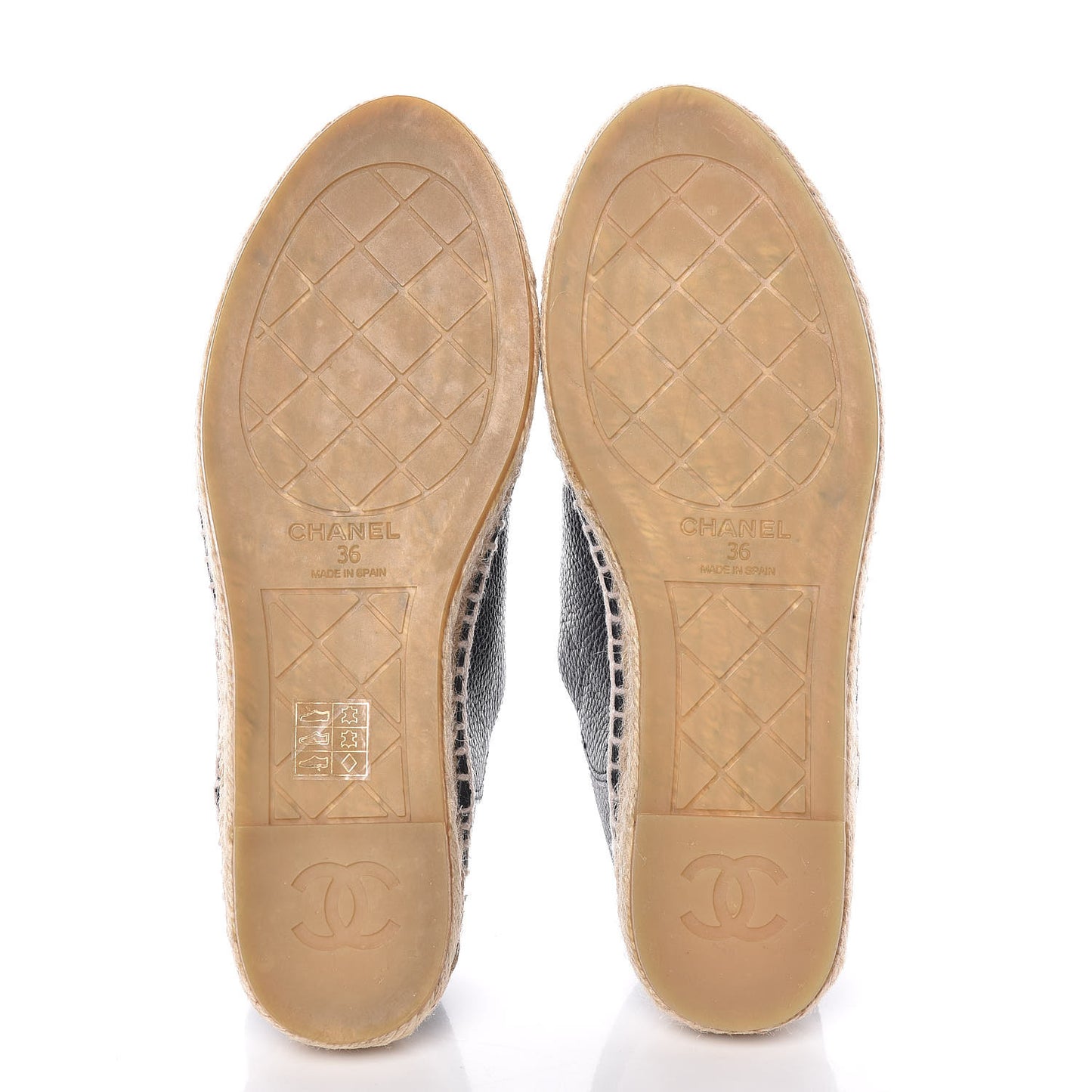 Grained Calfskin CC Espadrilles 36 Black Navy