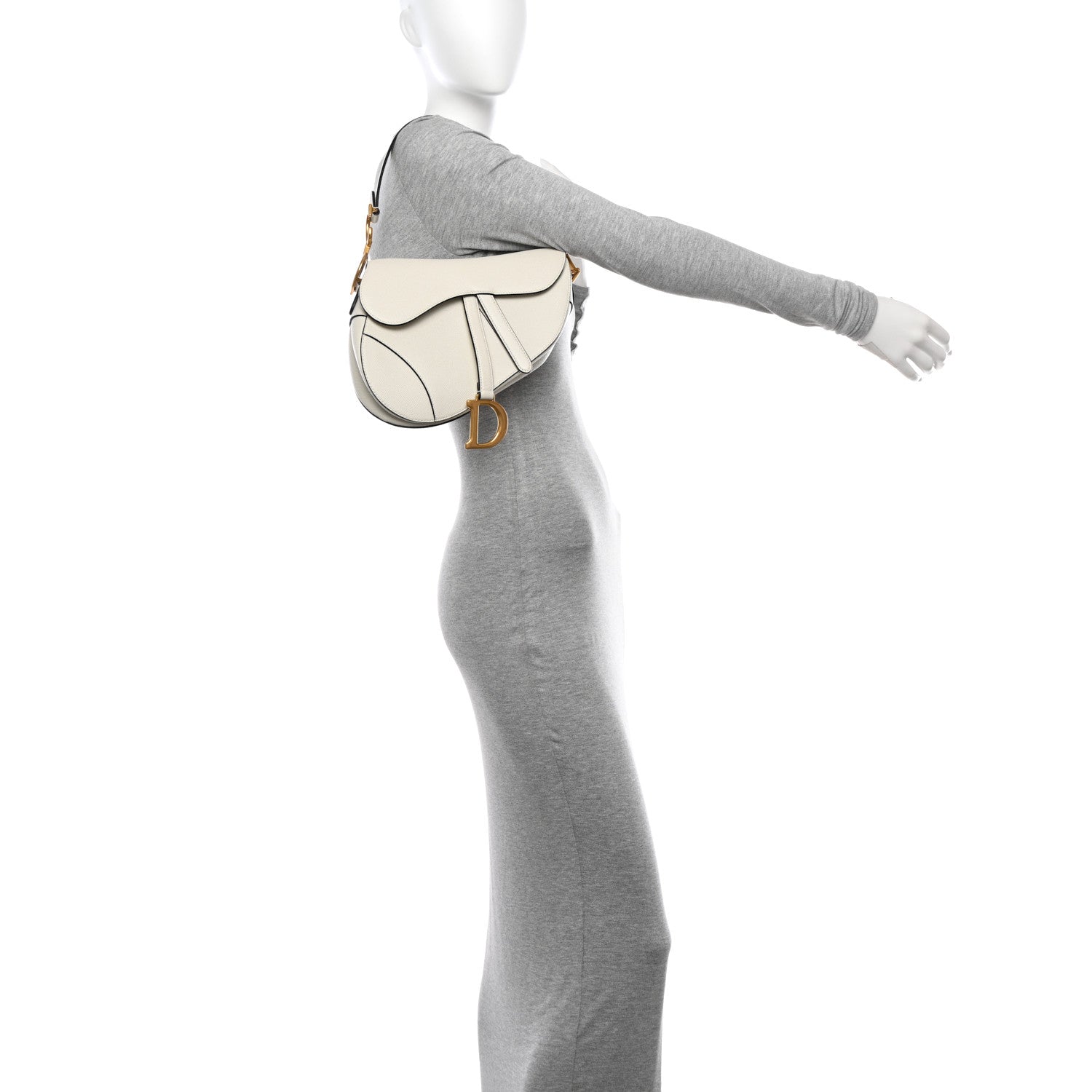 Christian Dior Grained Calfskin Saddle Bag White 2 of 11