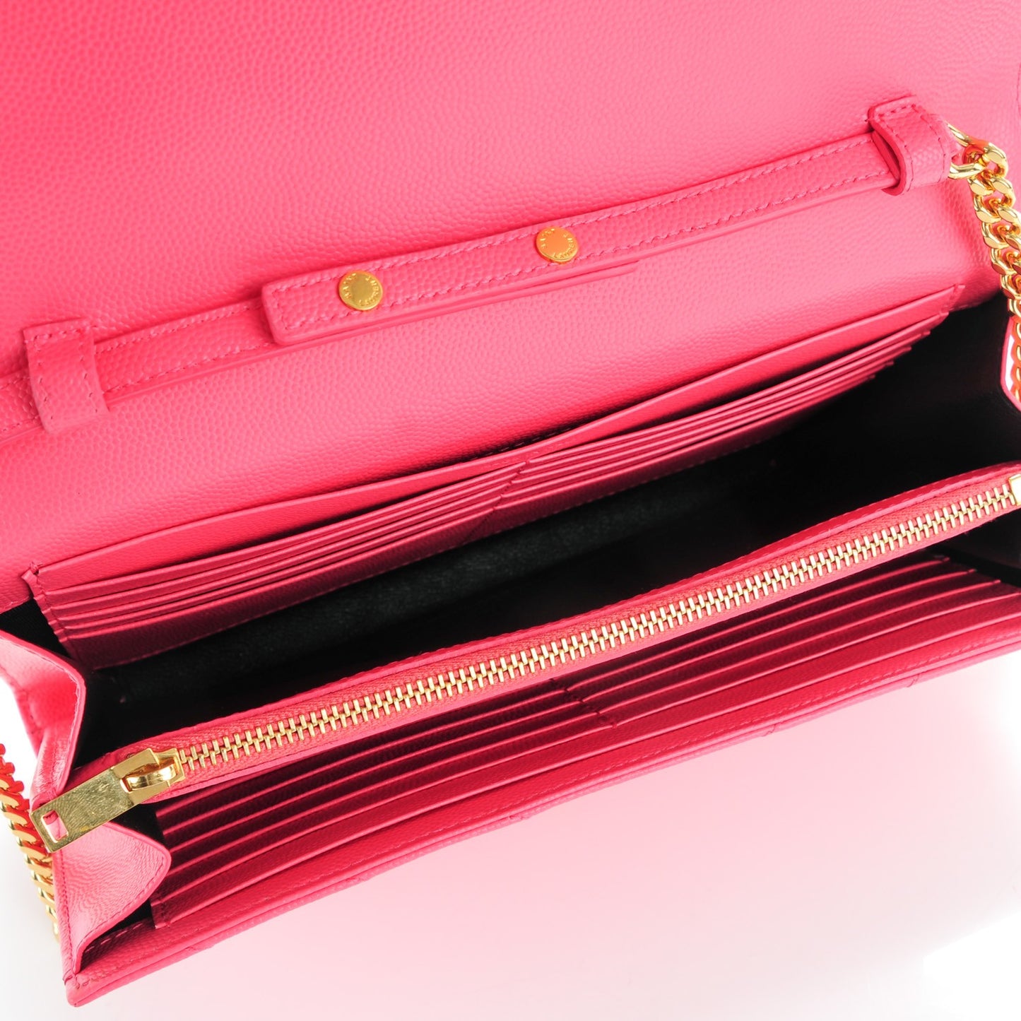 Grain De Poudre Matelasse Chevron Monogram Chain Wallet Rose Clair