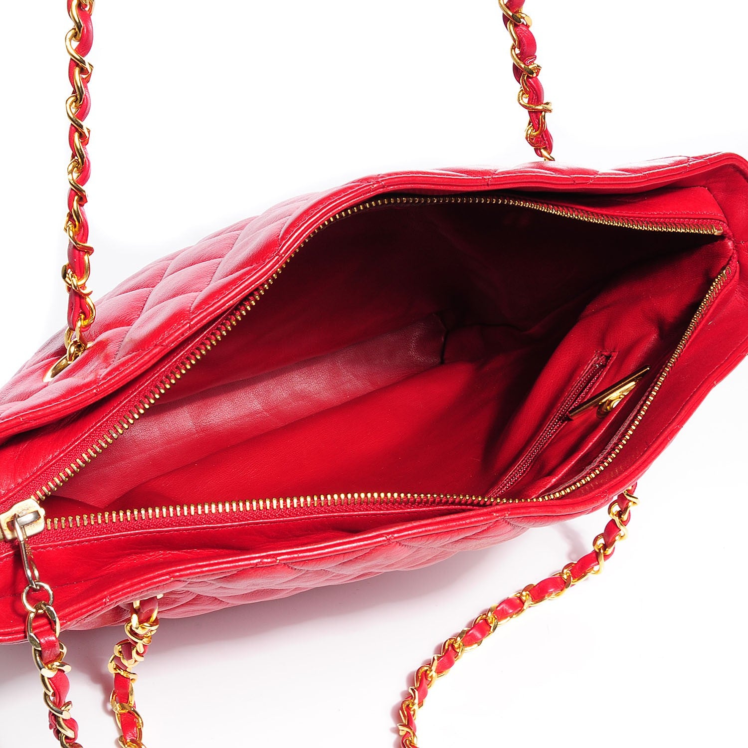 Chanel Lambskin Quilted Shoulder Bag Red 6 of 10