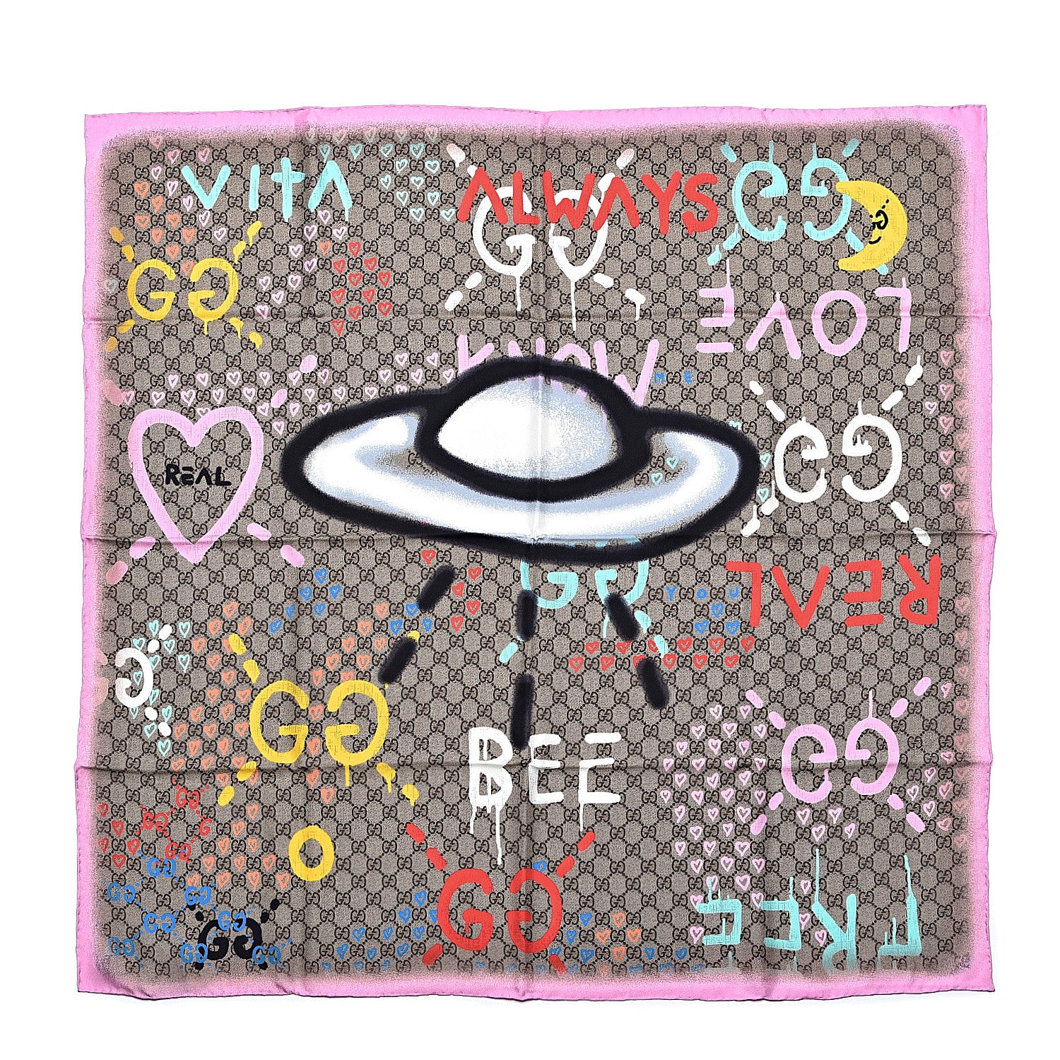 Gucci Silk Twill GG Monogram Real GG UFO Square Scarf Multicolor 1 of 4