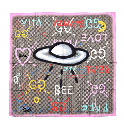 Gucci Silk Twill GG Monogram Real GG UFO Square Scarf Multicolor 1 of 4