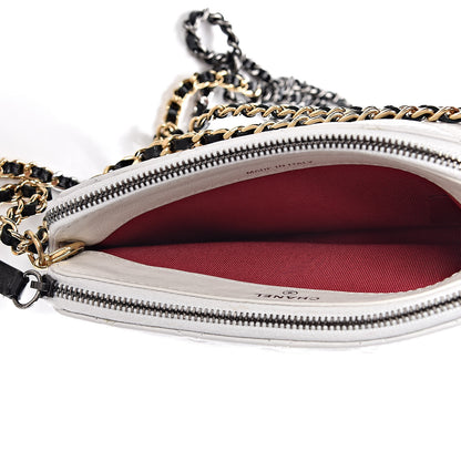 Chanel Aged Calfskin Quilted Small Gabrielle Clutch With Chain White Black 7 of 13