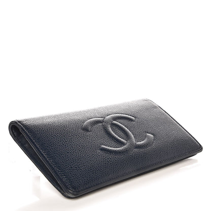 Chanel Caviar Timeless CC Yen Wallet Navy 4 of 7