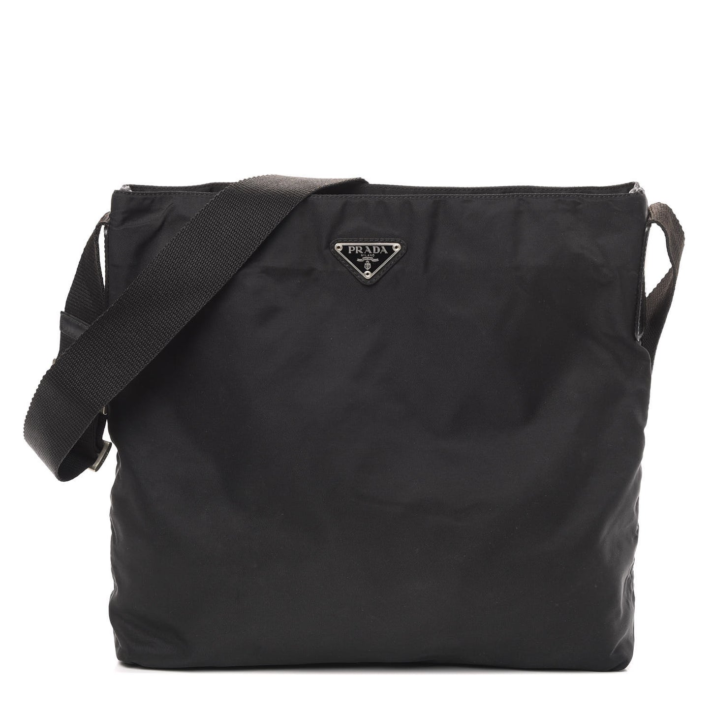 Nylon Flat Messenger Bag Black