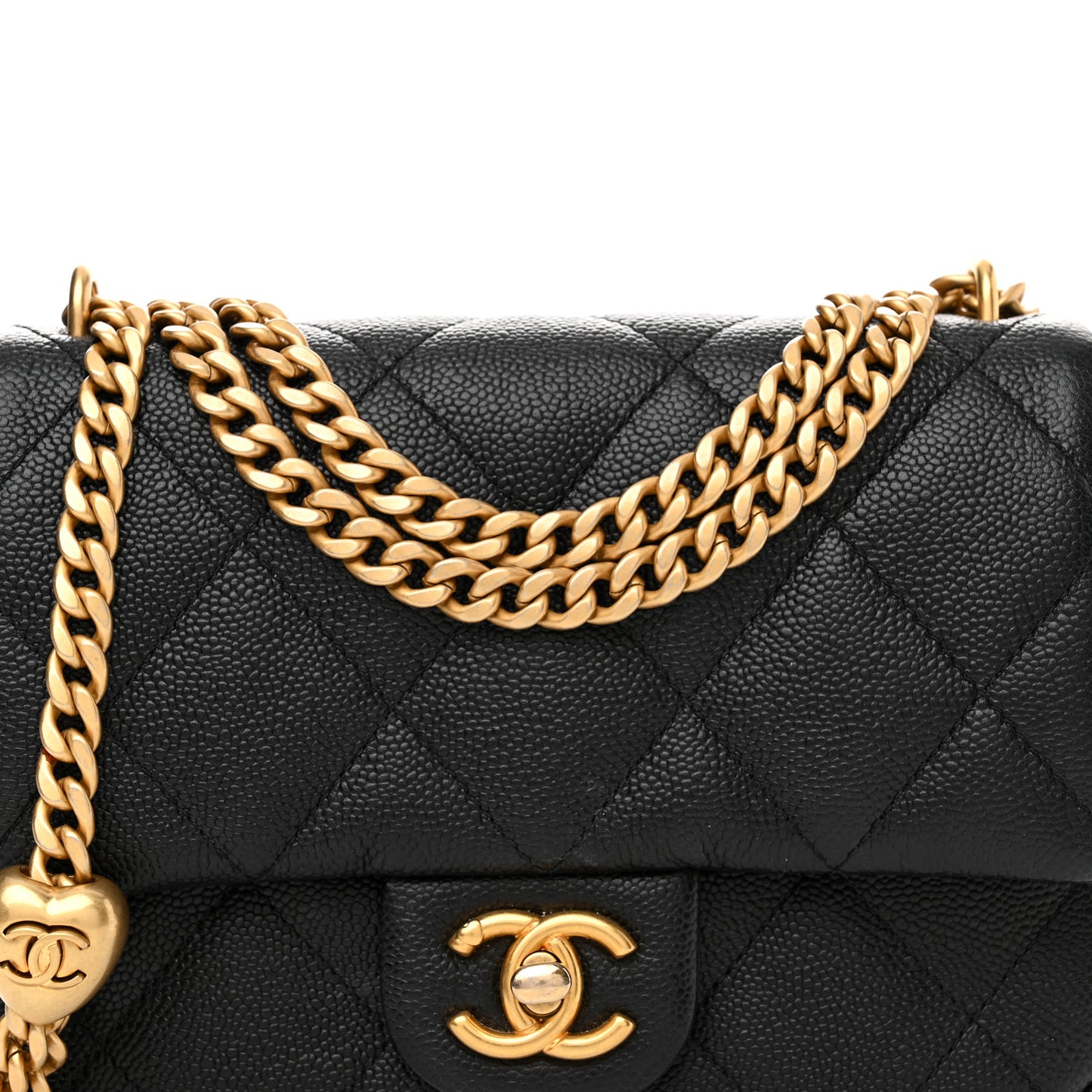 Caviar Quilted Mini Sweetheart Flap Black