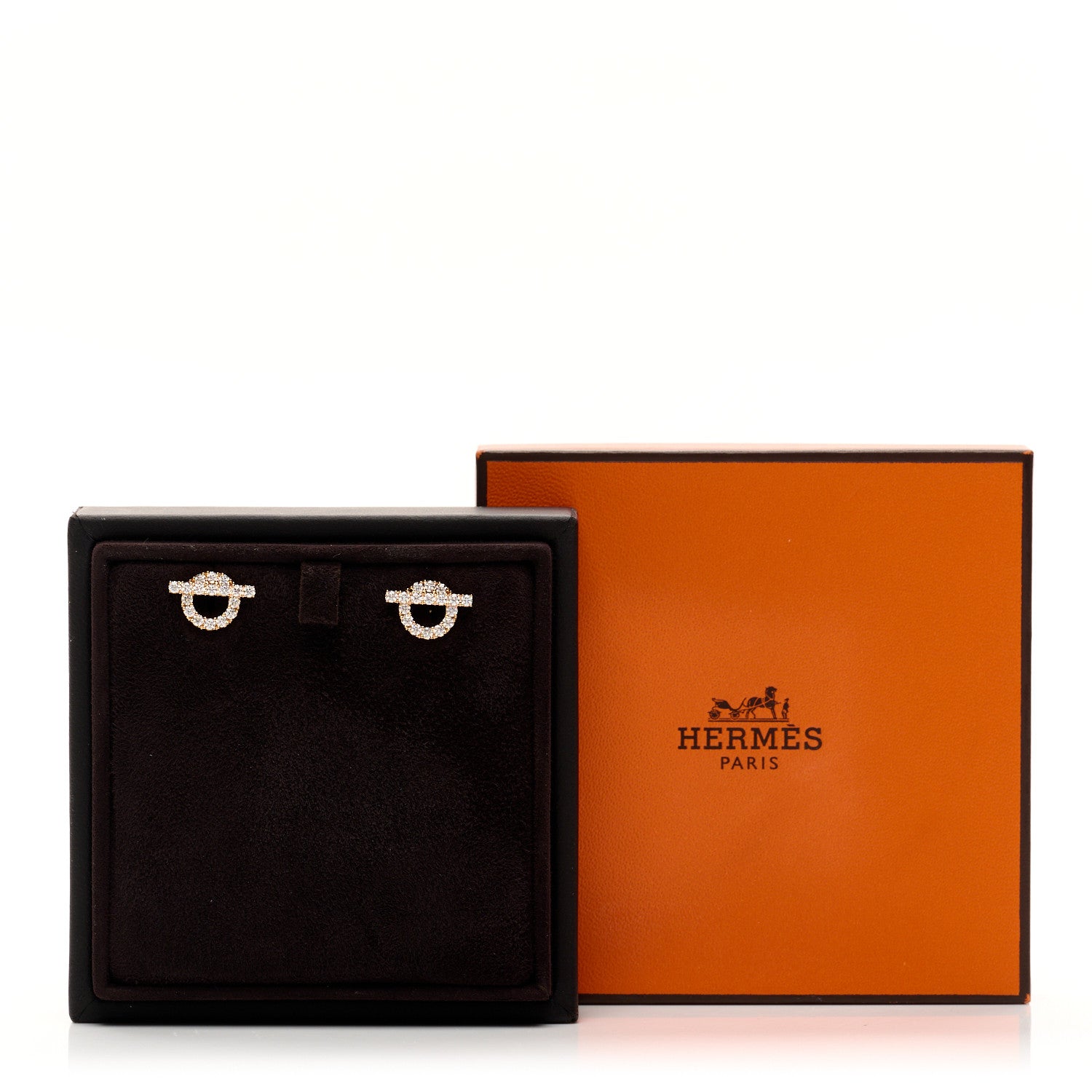 Hermes 18K Rose Gold Diamond Finesse Earrings 5 of 5