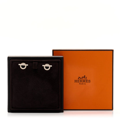 Hermes 18K Rose Gold Diamond Finesse Earrings 5 of 5