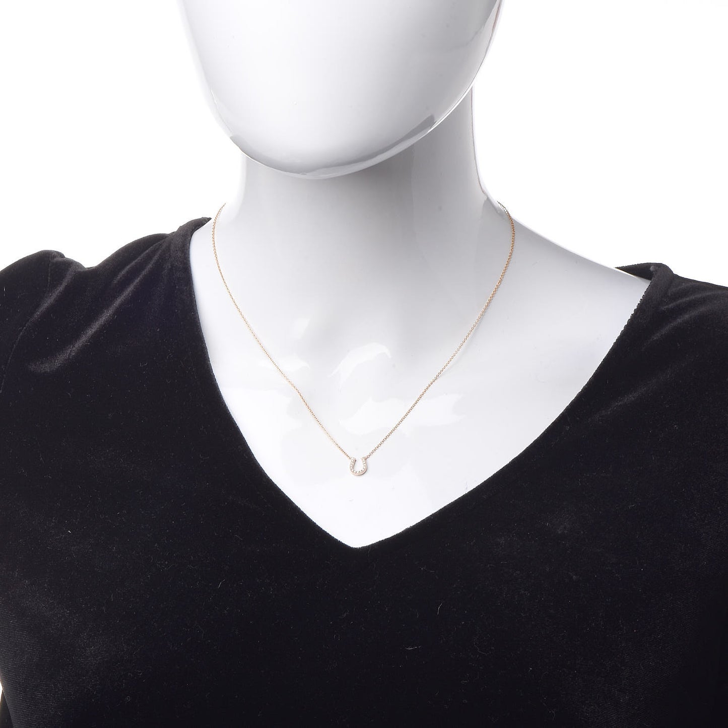 18K Rose Gold Diamond Mini Metro Horseshoe Pendant Necklace
