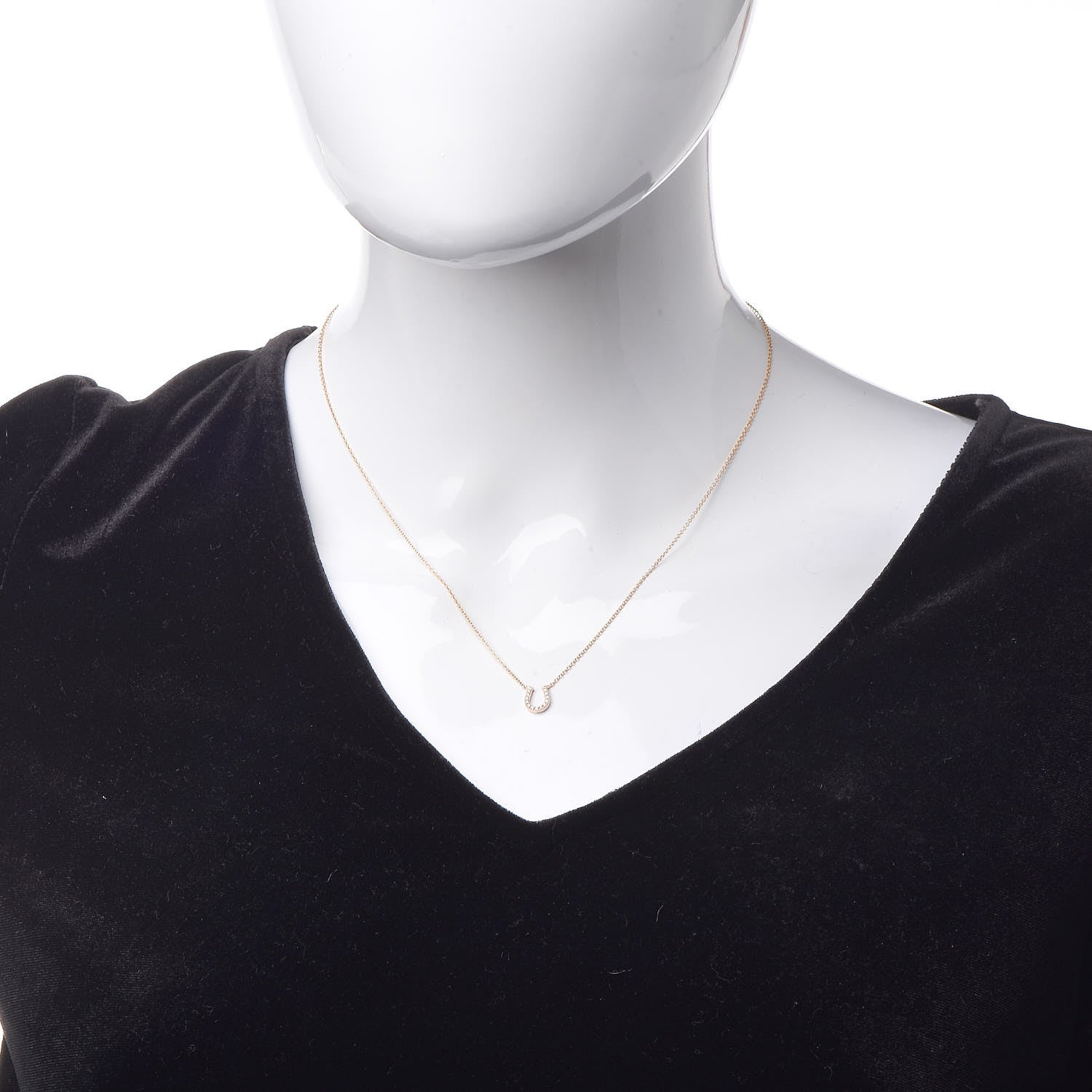 Tiffany 18K Rose Gold Diamond Mini Metro Horseshoe Pendant Necklace 2 of 6