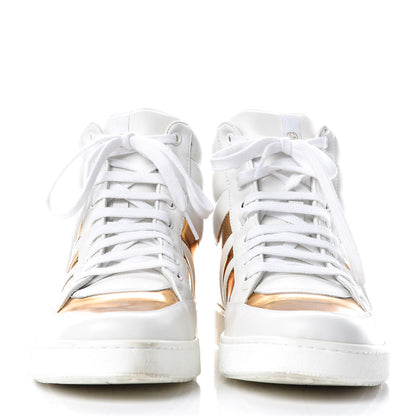 Gucci Calfskin Miro Soft Mens Glow Light High Top Sneakers 8.5 White Gold 2 of 16