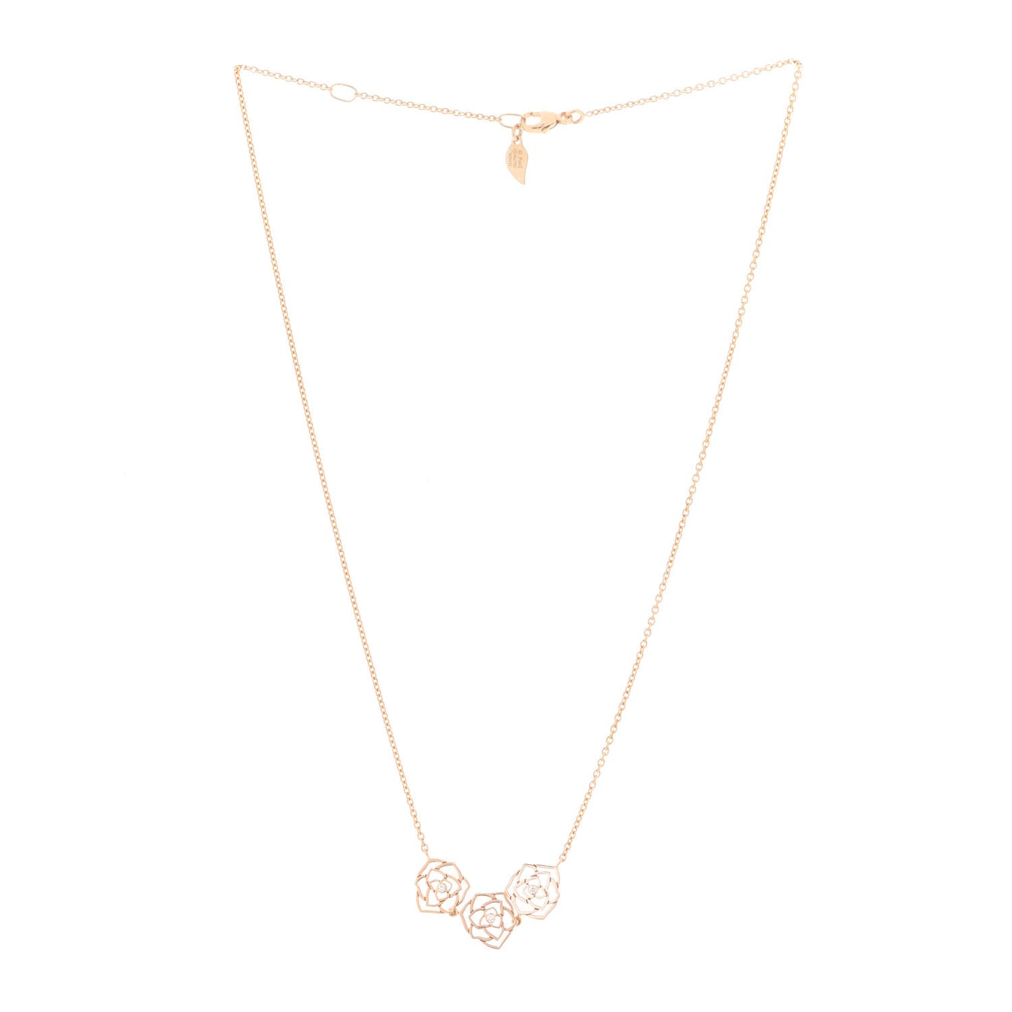 18K Rose Gold Diamond Rose Pendant Necklace
