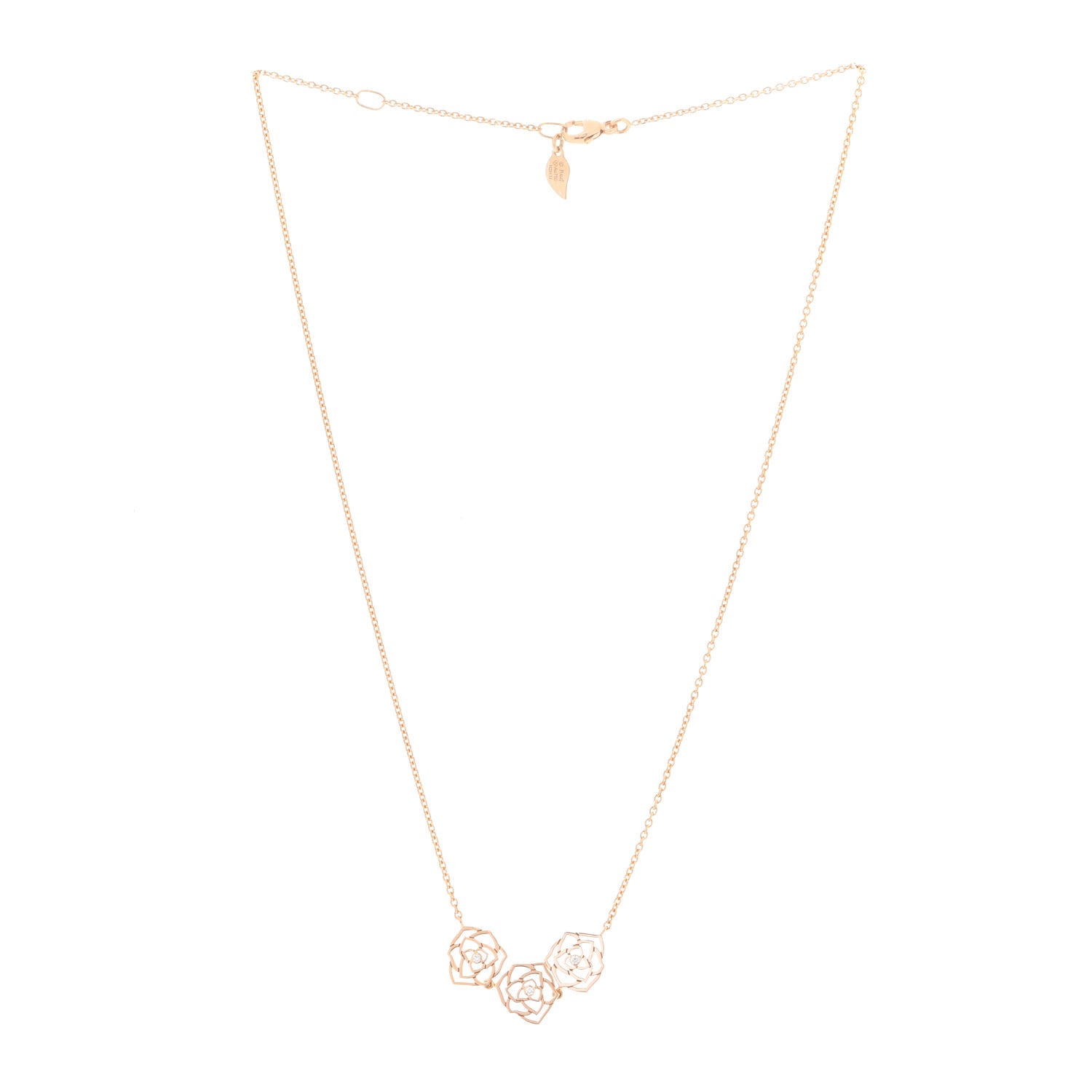 Piaget 18K Rose Gold Diamond Rose Pendant Necklace 3 of 5
