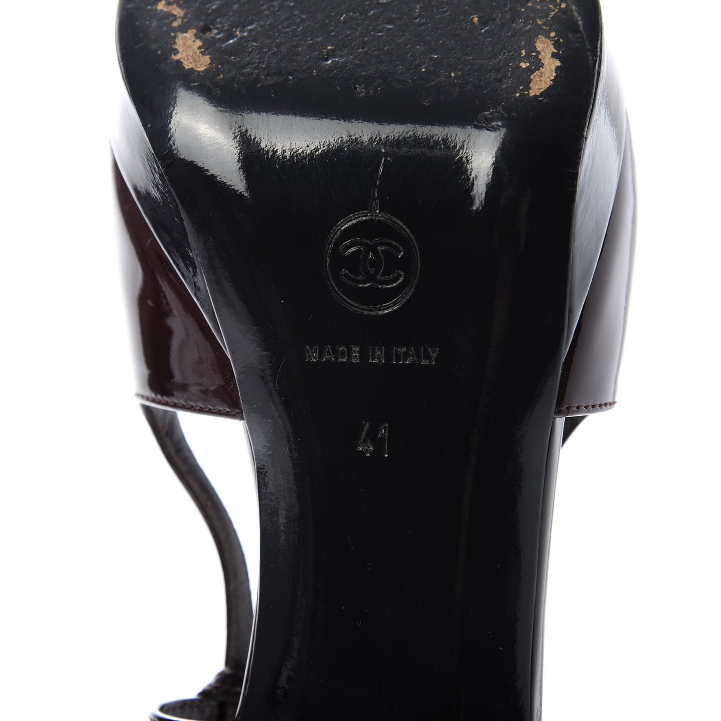 Patent Cap Toe Slingback Heels 41 Burgundy Navy