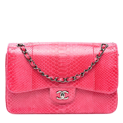 Chanel Snakeskin Jumbo Double Flap Pink 1 of 14