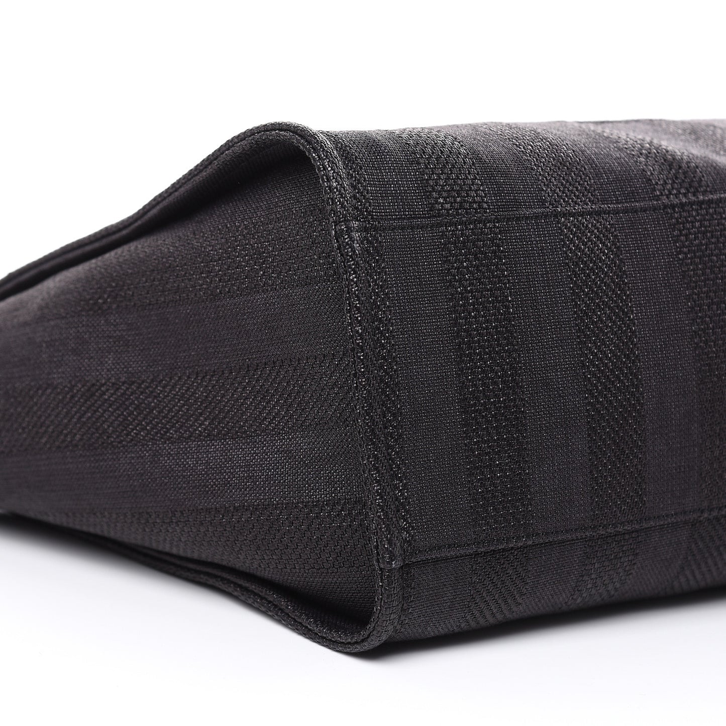 Woven Straw Raffia Striped Large Deauville Tote Black