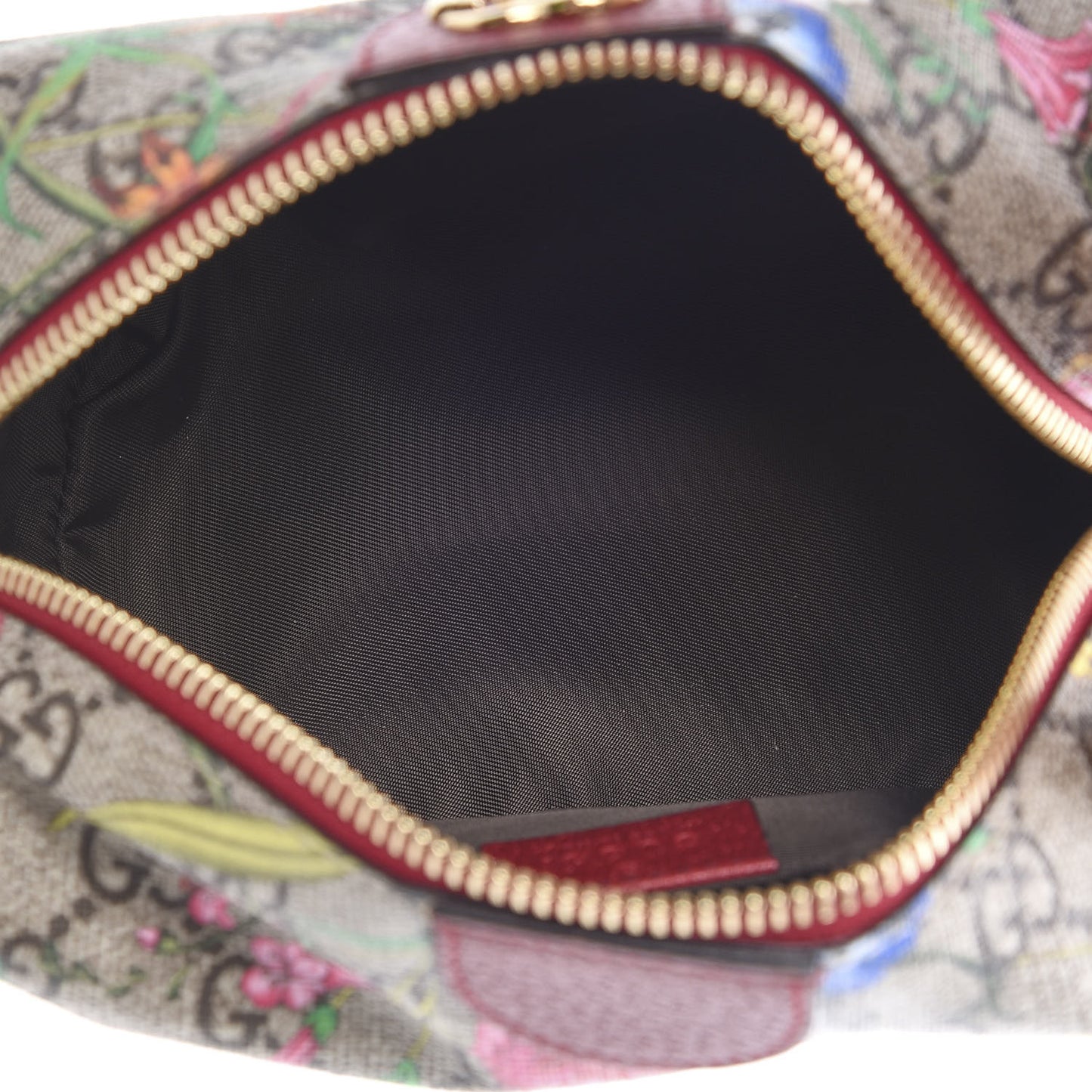 Soft GG Supreme Monogram Flora Calfskin Medium Ophidia Cosmetic Case Beige Ebony Multicolor Rosso