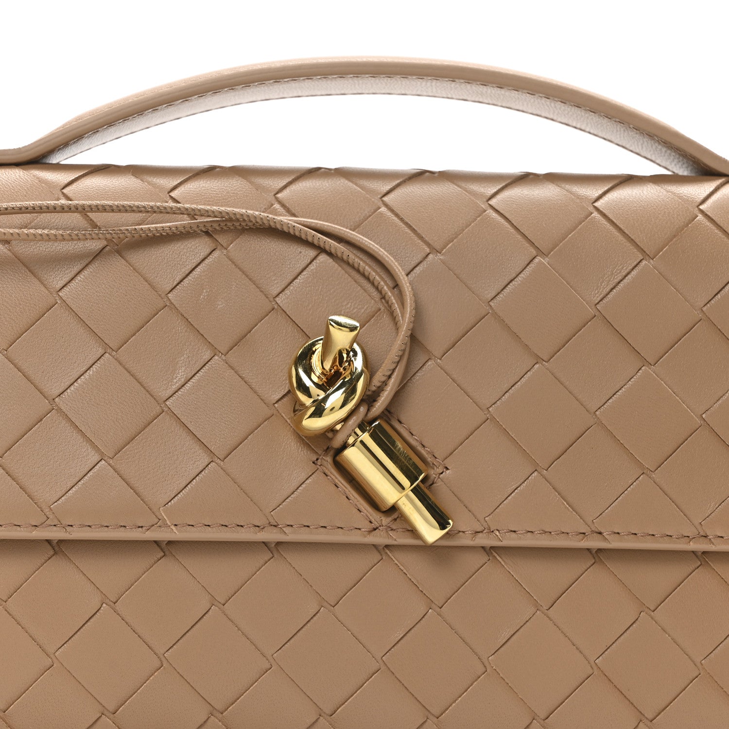 Bottega Veneta Nappa Intrecciato Long Andiamo Top Handle Clutch  Pale Brown 7 of 9