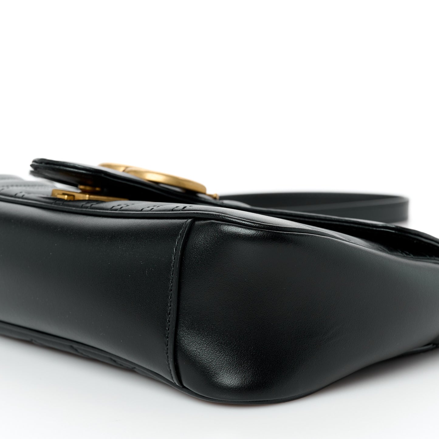 Calfskin Matelasse Small GG Marmont Shoulder Bag Black