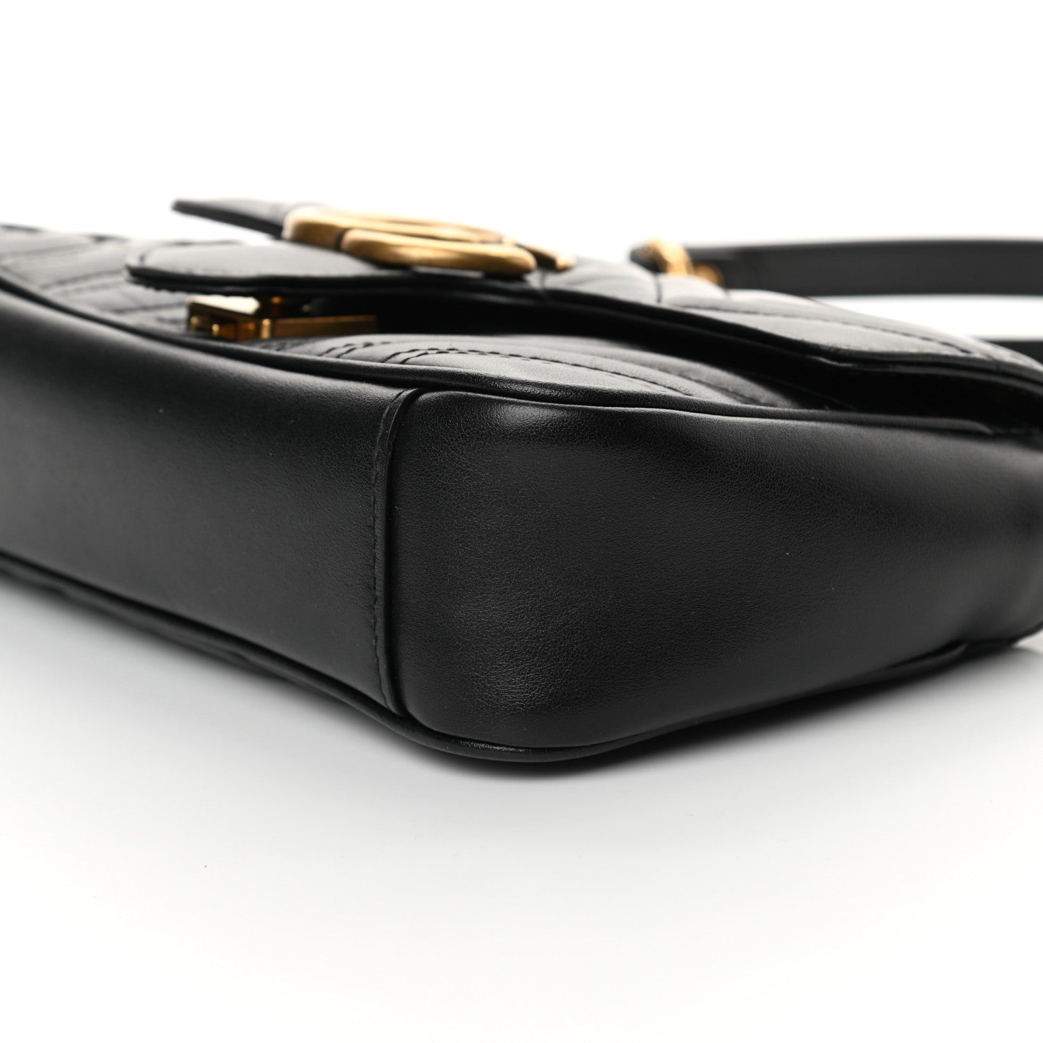 Gucci Calfskin Matelasse Mini GG Marmont Shoulder Bag Black 10 of 12