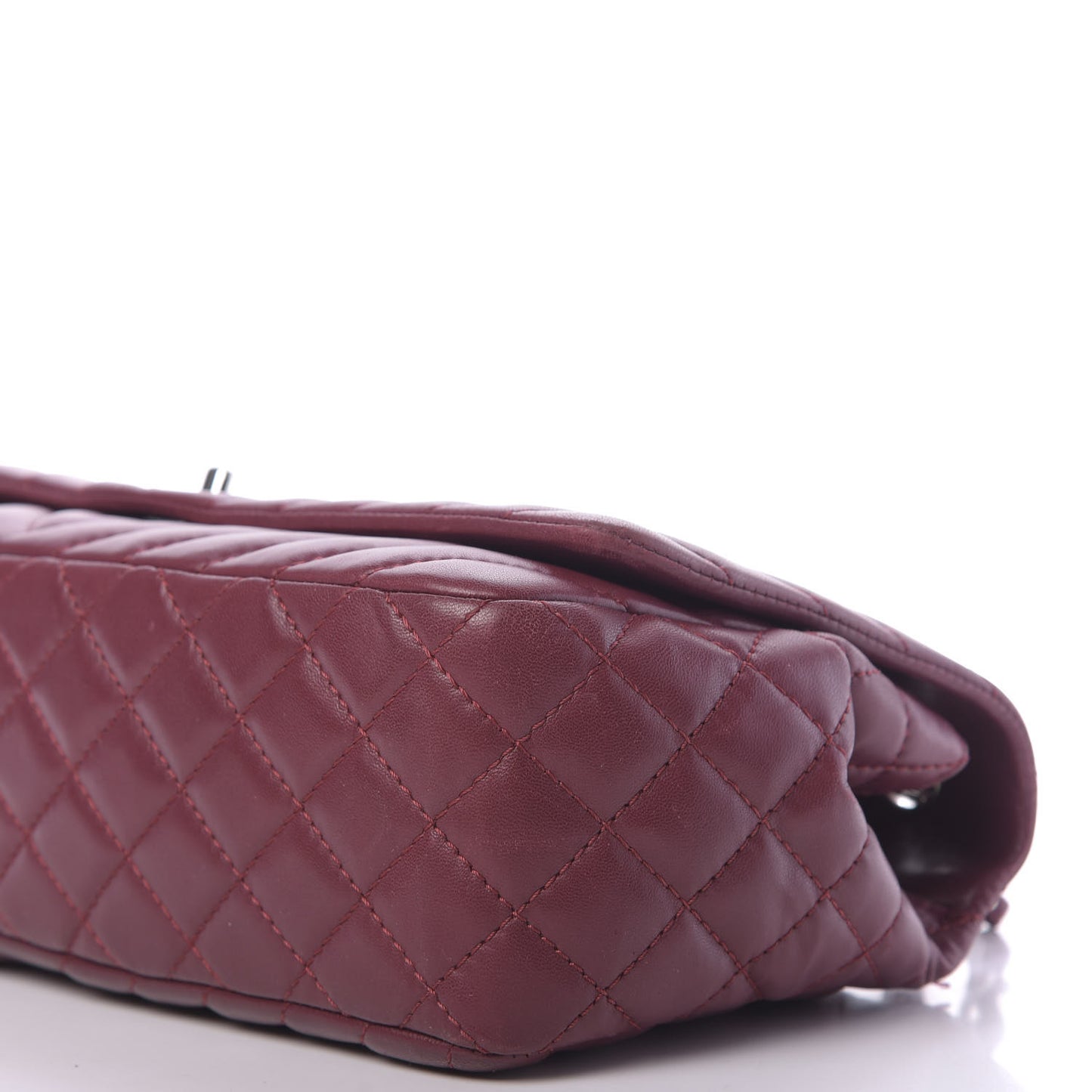 Lambskin Chevron Quilted Large Surpique Flap Dark Red