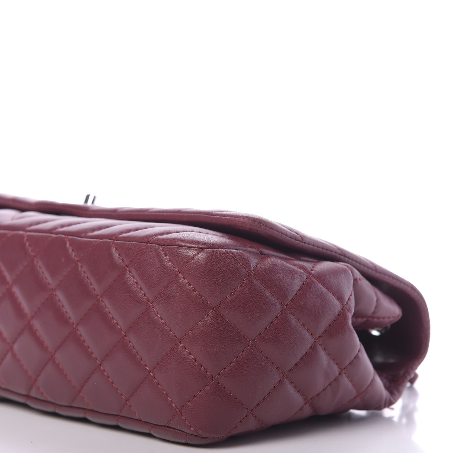 Chanel Lambskin Chevron Quilted Large Surpique Flap Dark Red 7 of 11