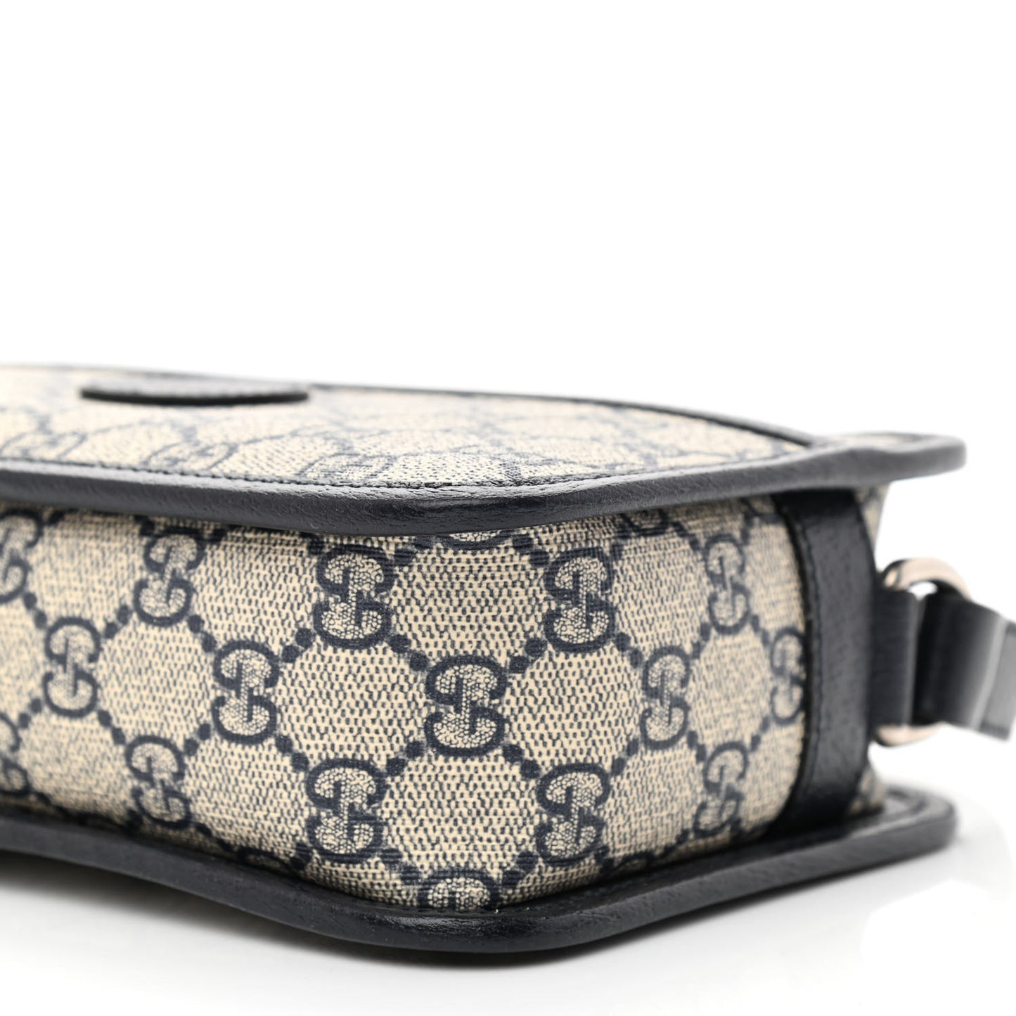 GG Supreme Monogram Textured Dollar Calfskin Mini Retro Interlocking G Shoulder Bag Beige Blue