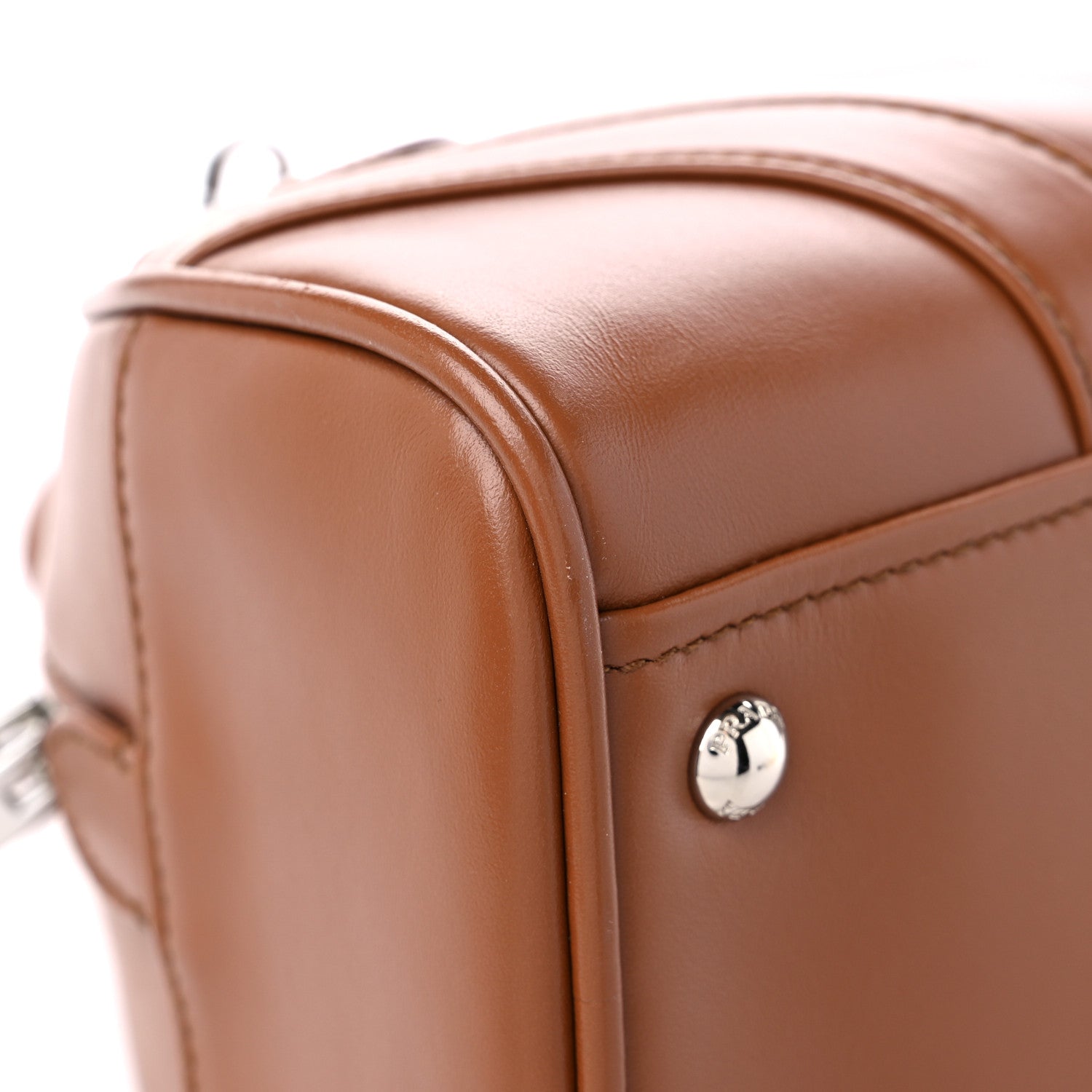 Prada Soft Calfskin Monochrome Bowling Bag Cognac 7 of 11