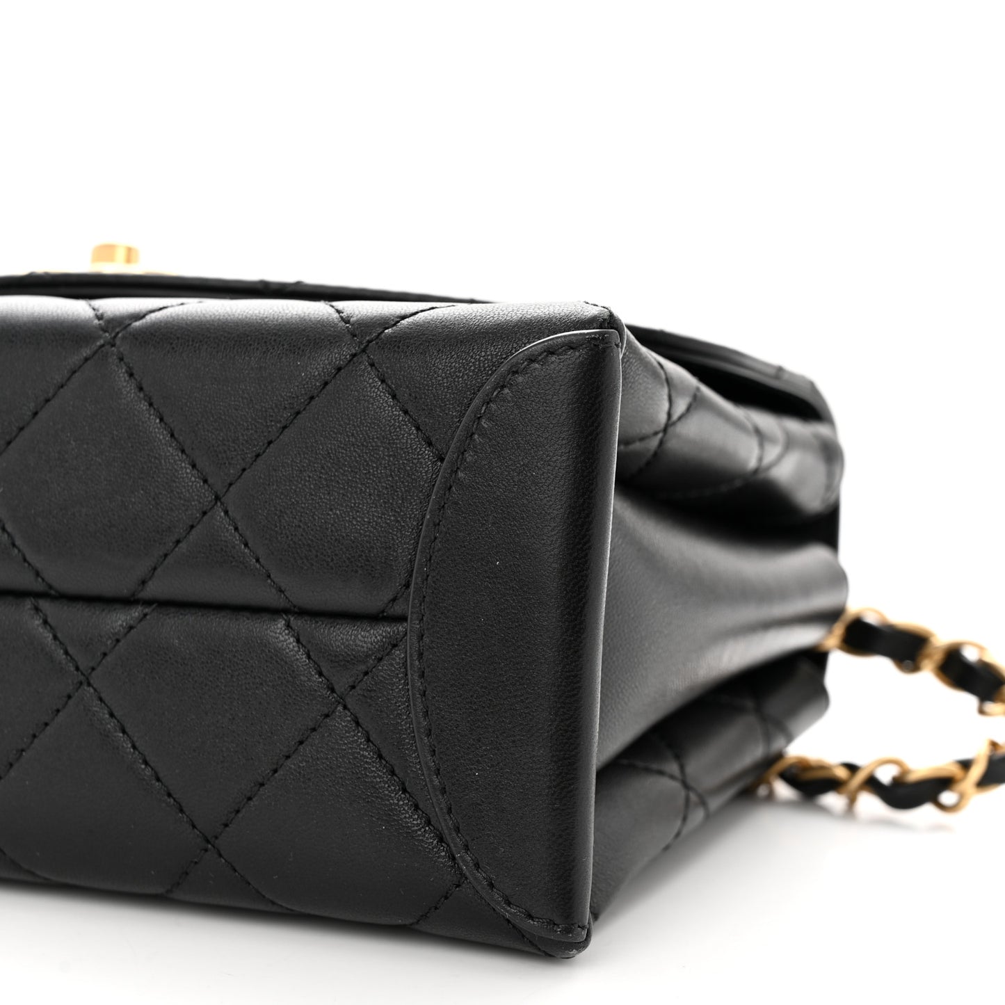 Lambskin Quilted Trendy Spirit Top Handle Flap Black
