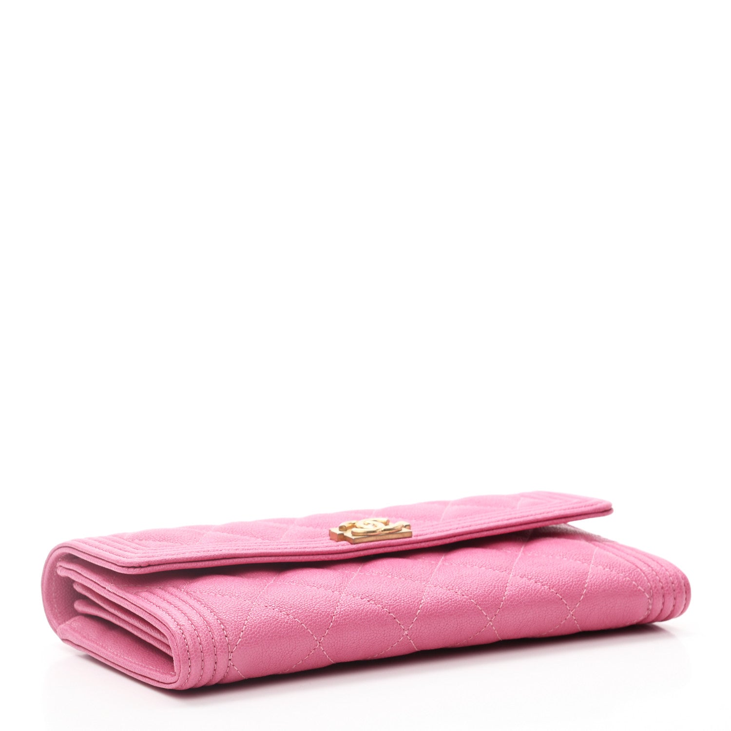 Chanel Caviar Quilted Large Boy Gusset Flap Wallet Pink 4 of 7