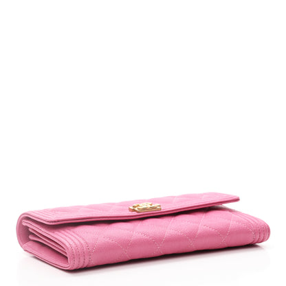 Chanel Caviar Quilted Large Boy Gusset Flap Wallet Pink 4 of 7