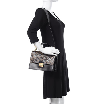 Fendi Vitello Liberty Bi-Color FF 1974 Embossed Kan U Shoulder Bag Black Maya 2 of 10