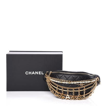Chanel Lambskin Quilted All About Chains Waist Belt Bag Black 8 of 8