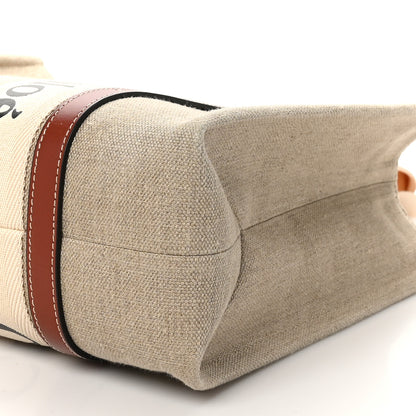 Chloe Linen Calfskin Medium Woody Ribbon Tote White Brown 10 of 10