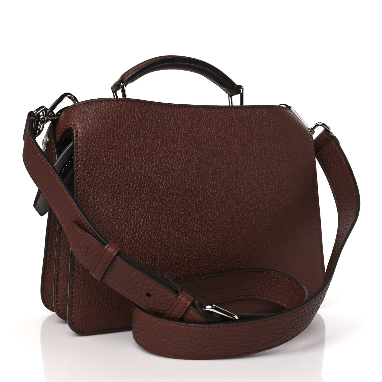 Cuoio Romano Vitello Cover Glazed Fabric Bi-Color FF 1974 Mini Peekaboo I SEE U Satchel Ghianda Grezzo