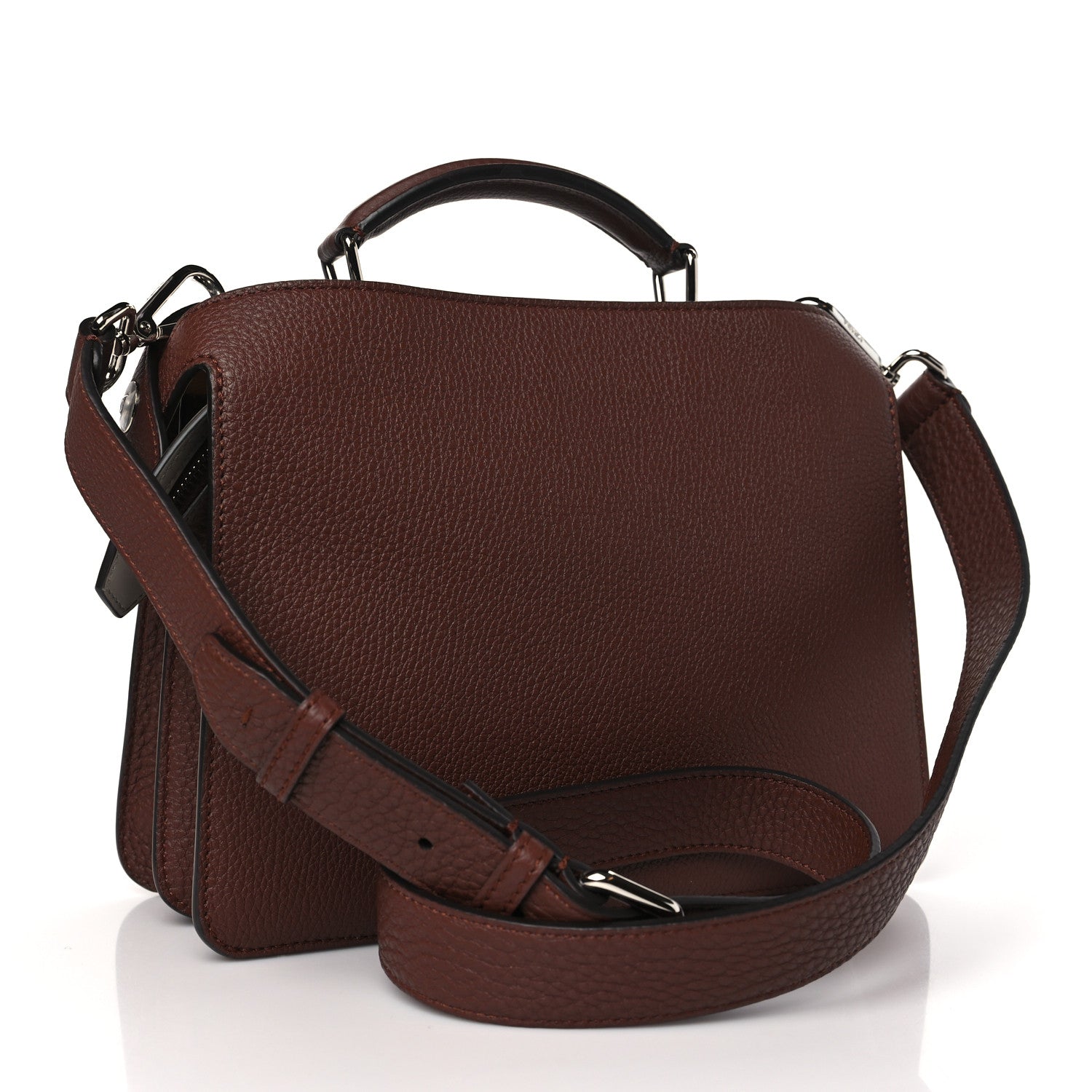 Fendi Cuoio Romano Vitello Cover Glazed Fabric Bi-Color FF 1974 Mini Peekaboo I SEE U Satchel Ghianda Grezzo 4 of 11