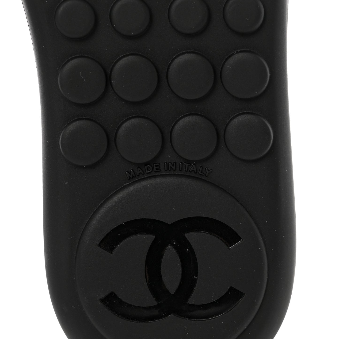 Lambskin CC Chain Thong Sandals 35 Black