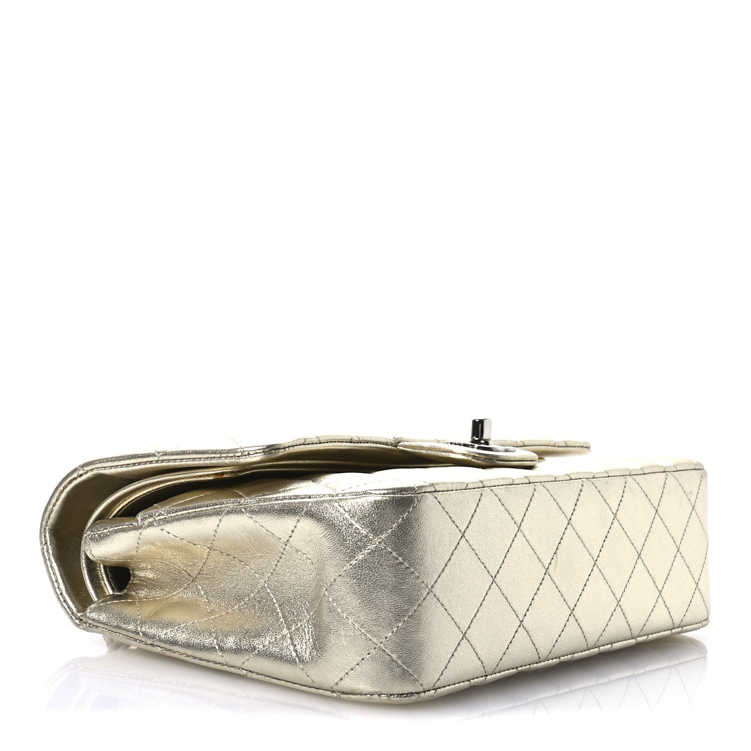 Chanel Metallic Lambskin Quilted Medium Double Flap Pale Gold 4 of 12