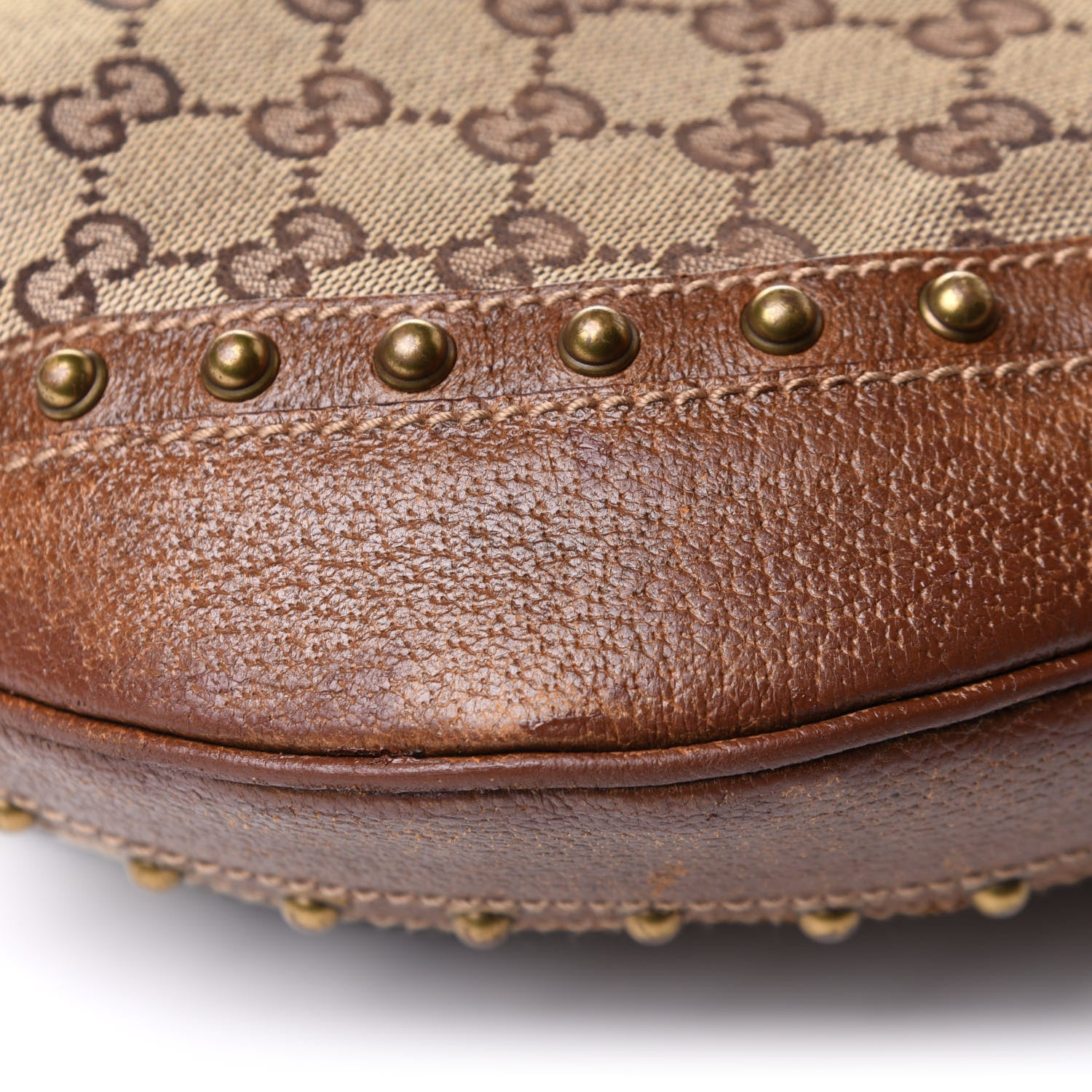 Gucci Monogram Pelham Studded Shoulder Bag Brown 10 of 11