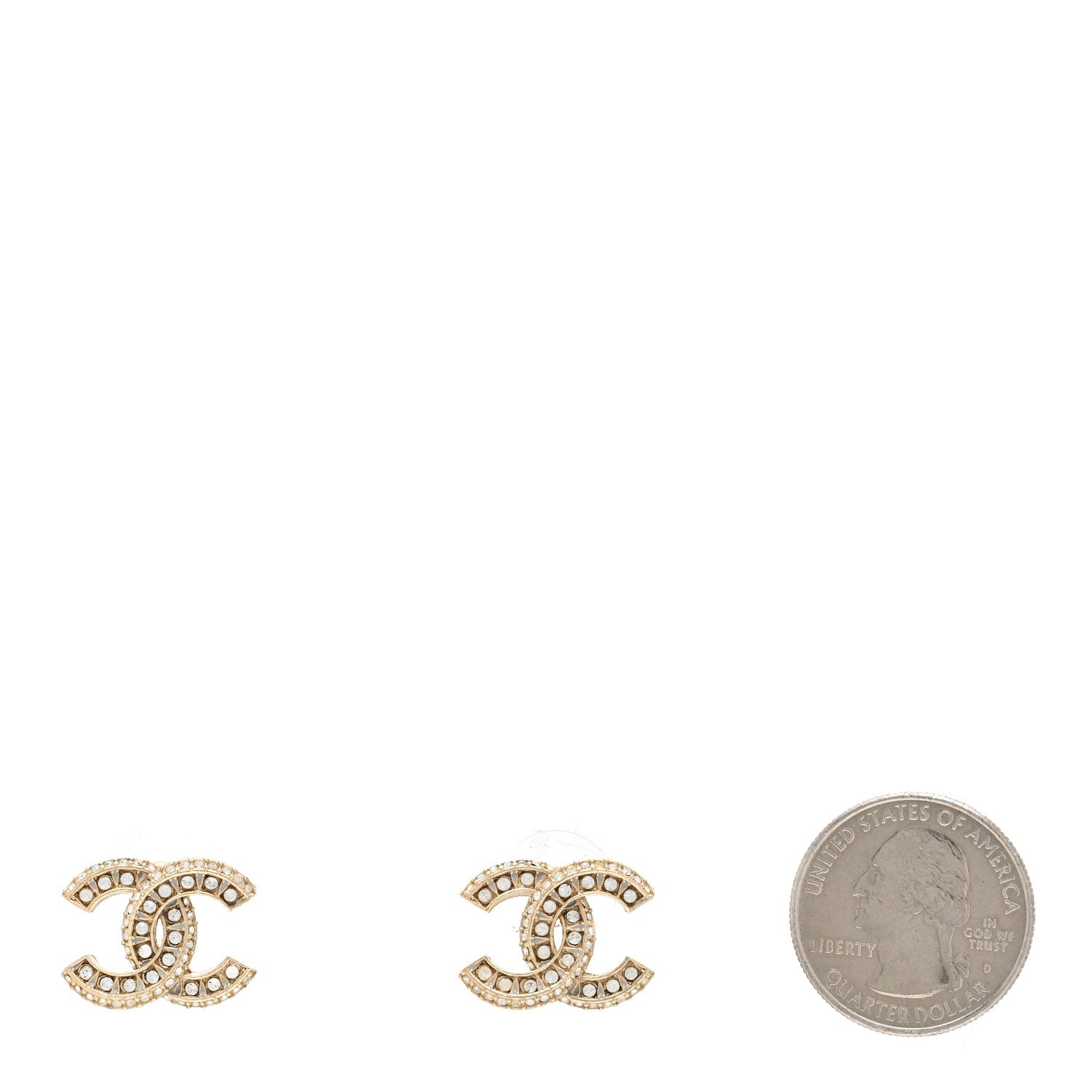 Chanel Crystal Timeless CC Earrings Light Gold 2 of 5